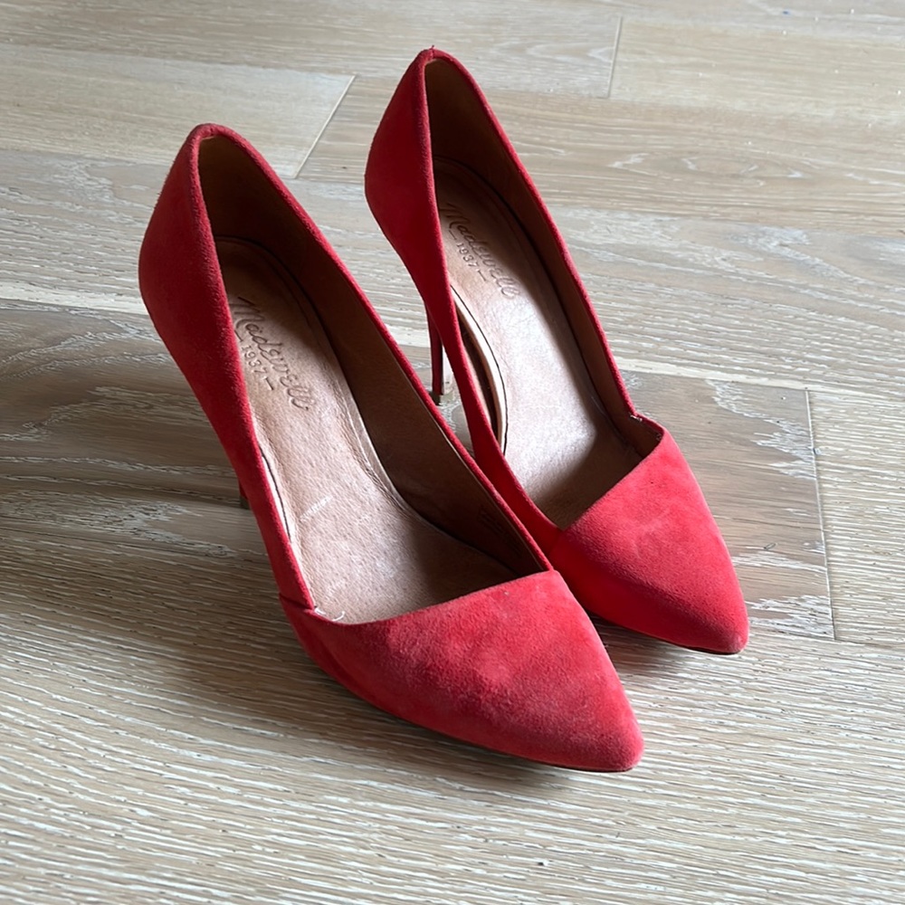 Madewell red suede heels size 9